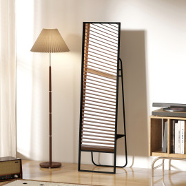 Miroir sur pied avec rangements 148,5 x 40 cm MITTEO métal noir