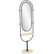 Miroir étagère design H.175 cm métal LUCIEN noir et bois