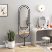 Miroir étagère design H.175 cm métal LUCIEN noir et bois