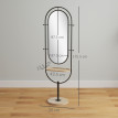 Miroir étagère design H.175 cm métal LUCIEN noir et bois
