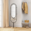 Miroir étagère design H.175 cm métal LUCIEN noir et bois
