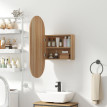 Armoire miroir design ovale 45 x 90 cm LYSA effet bois clair