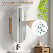 Armoire miroir design ovale 45 x 90 cm LYSA effet bois clair