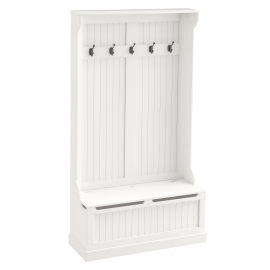 Vestiaire d'entrée banc coffre 3 en 1 MYLO blanc cassé