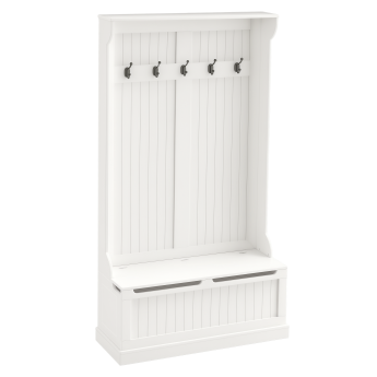 Vestiaire d'entrée banc coffre 3 en 1 MYLO blanc cassé