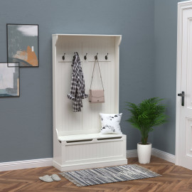 Vestiaire d'entrée banc coffre 3 en 1 MYLO blanc cassé