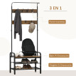 Vestiaire d'entrée style industriel 8 patères HEKTOR acajou