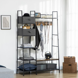 Vestiaire d'entrée banc multi-rangement INDUS aspect bois
