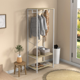 Vestiaire d'entrée 2 étagères MATO blanc aspect bois clair