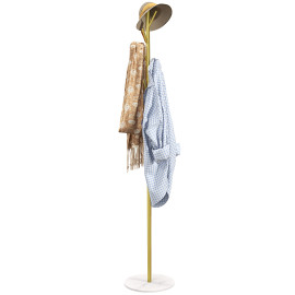 Porte-manteau base blanc marbre 32 x 164H cm ISANDRO doré