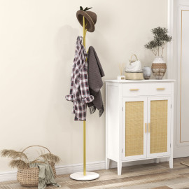 Porte-manteau base blanc marbre 32 x 164H cm ISANDRO doré