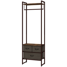 Portant à vêtement multi-rangement FRIEDRICH effet bois vieilli