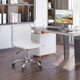 Chaise de bureau design style Chesterfield ANSELM blanc