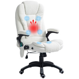 Fauteuil de bureau direction massant chauffant LACHLAN blanc