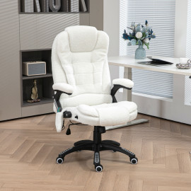Fauteuil de bureau direction massant chauffant LACHLAN blanc