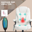 Fauteuil de bureau direction massant chauffant LACHLAN blanc