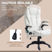 Fauteuil de bureau direction massant chauffant LACHLAN blanc