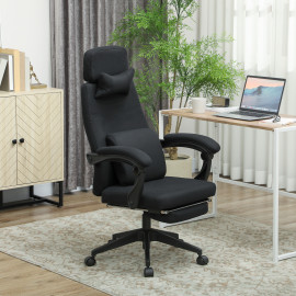 Fauteuil de bureau manager repose-pied intégrés JOYCE noir