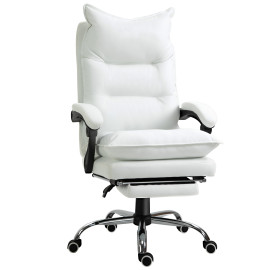 Fauteuil de bureau direction avec repose-pied CALIF blanc