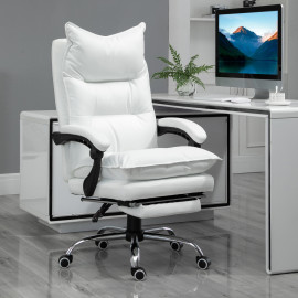 Fauteuil de bureau direction avec repose-pied CALIF blanc