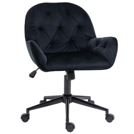 Chaise de bureau velours design Chesterfield BENEDITTA noir