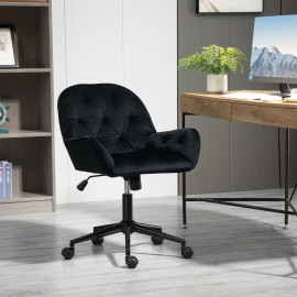 Chaise de bureau velours design Chesterfield BENEDITTA noir