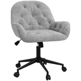 Chaise de bureau velours design Chesterfield BEATTA gris clair