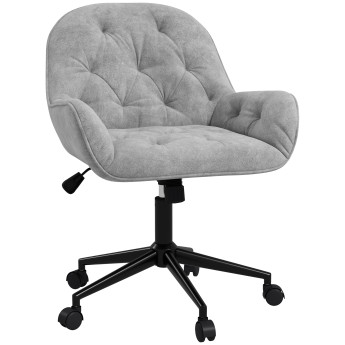Chaise de bureau velours design Chesterfield BEATTA gris clair