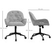 Chaise de bureau velours design Chesterfield BEATTA gris clair