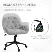Chaise de bureau velours design Chesterfield BEATTA gris clair
