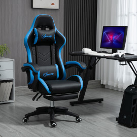 Chaise gaming de bureau inclinable VARETTA noir et bleu