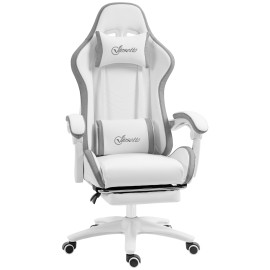 Chaise de bureau gaming inclinable réglable TITTO blanche et grise