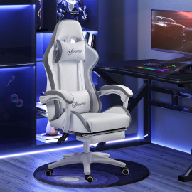 Chaise de bureau gaming inclinable réglable TITTO blanche et grise