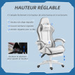 Chaise de bureau gaming inclinable réglable TITTO blanche et grise