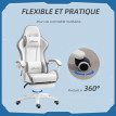 Chaise de bureau gaming inclinable réglable TITTO blanche et grise