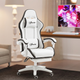 Chaise de bureau gaming inclinable réglable TITTO blanche et grise