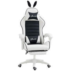 Chaise gaming inclinable repose-pieds CARETTO noire et blanche