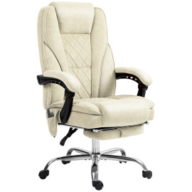 Fauteuil de bureau massant chauffant velours ALESSIO beige sable