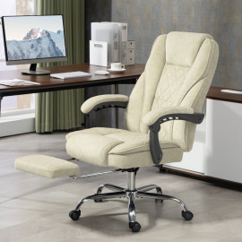 Fauteuil de bureau massant chauffant velours ALESSIO beige sable