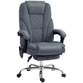 Fauteuil de bureau massant inclinable velours LORENDA gris