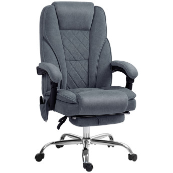Fauteuil de bureau massant inclinable velours LORENDA gris