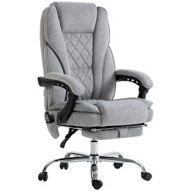 Fauteuil de bureau manager massant chauffant velours JULIA gris