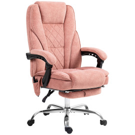 Fauteuil de bureau massant chauffant velours ISABELLA rose