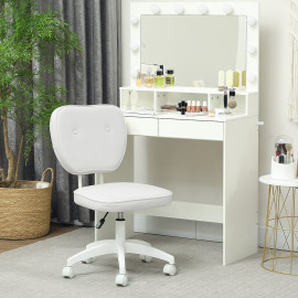 Chaise de bureau design Chesterfield 2 boutons MARCO blanc