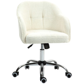 Chaise de bureau tissu bouclette effet capitonné ENYO crème