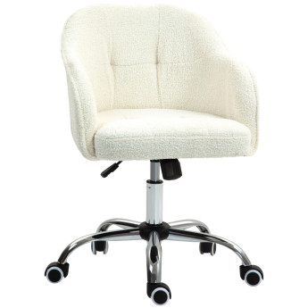 Chaise de bureau tissu bouclette effet capitonné ENYO crème