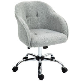 Chaise de bureau tissu bouclette effet capitonné CHARMA gris