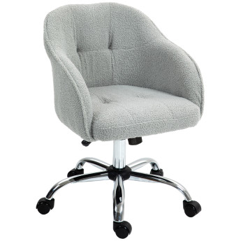 Chaise de bureau tissu bouclette effet capitonné CHARMA gris