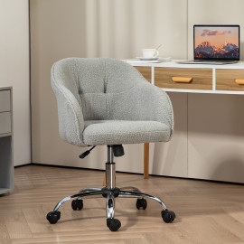 Chaise de bureau tissu bouclette effet capitonné CHARMA gris