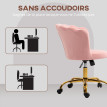 Chaise bureau velours design coquillage LUCIA rose et doré